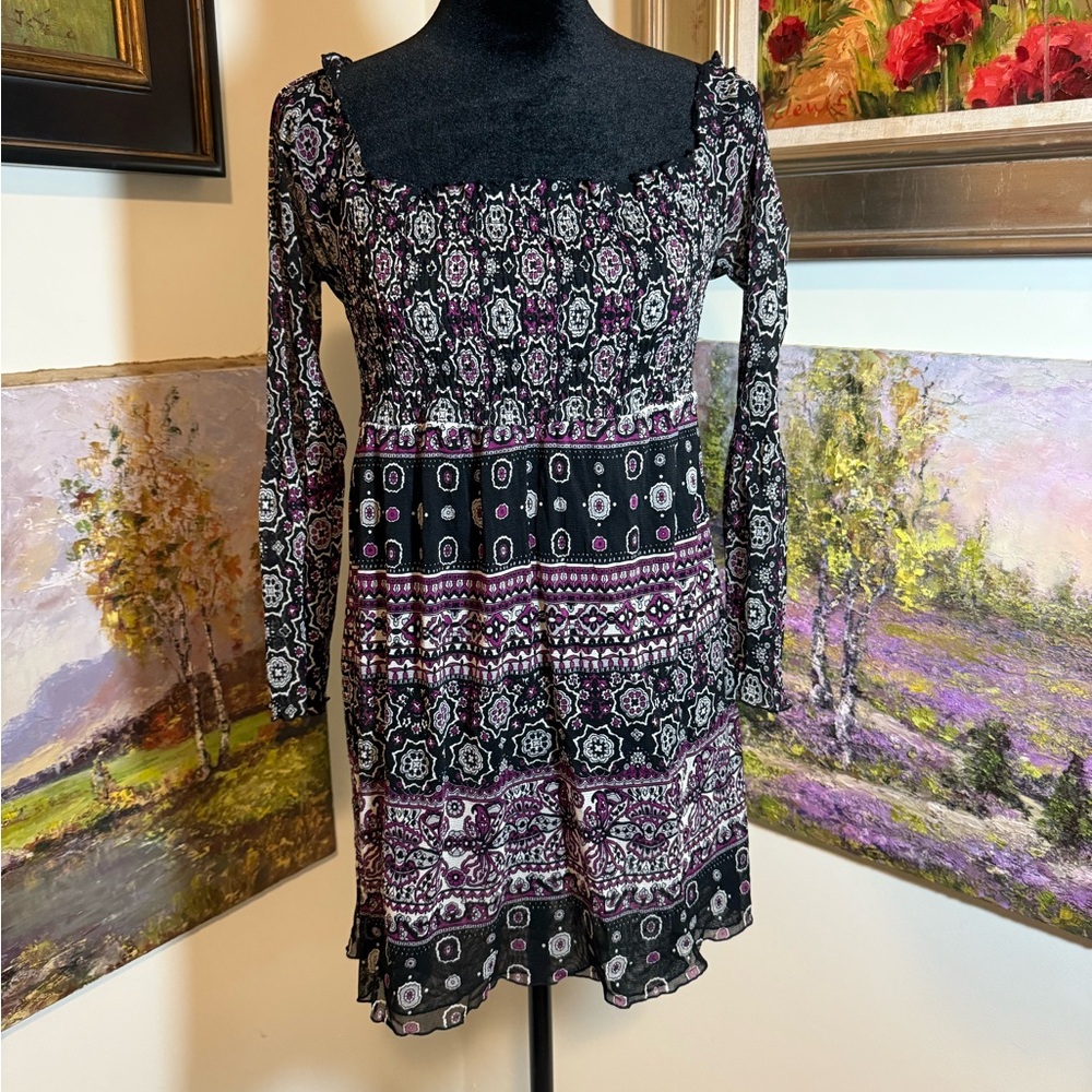 🐠 INC International Concepts Black and Purple Long Sleeve tunic